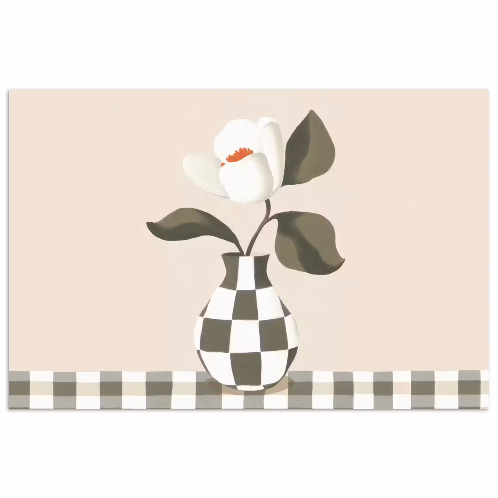Poster - Vaas - Geruit - Groen - Bloem — 1