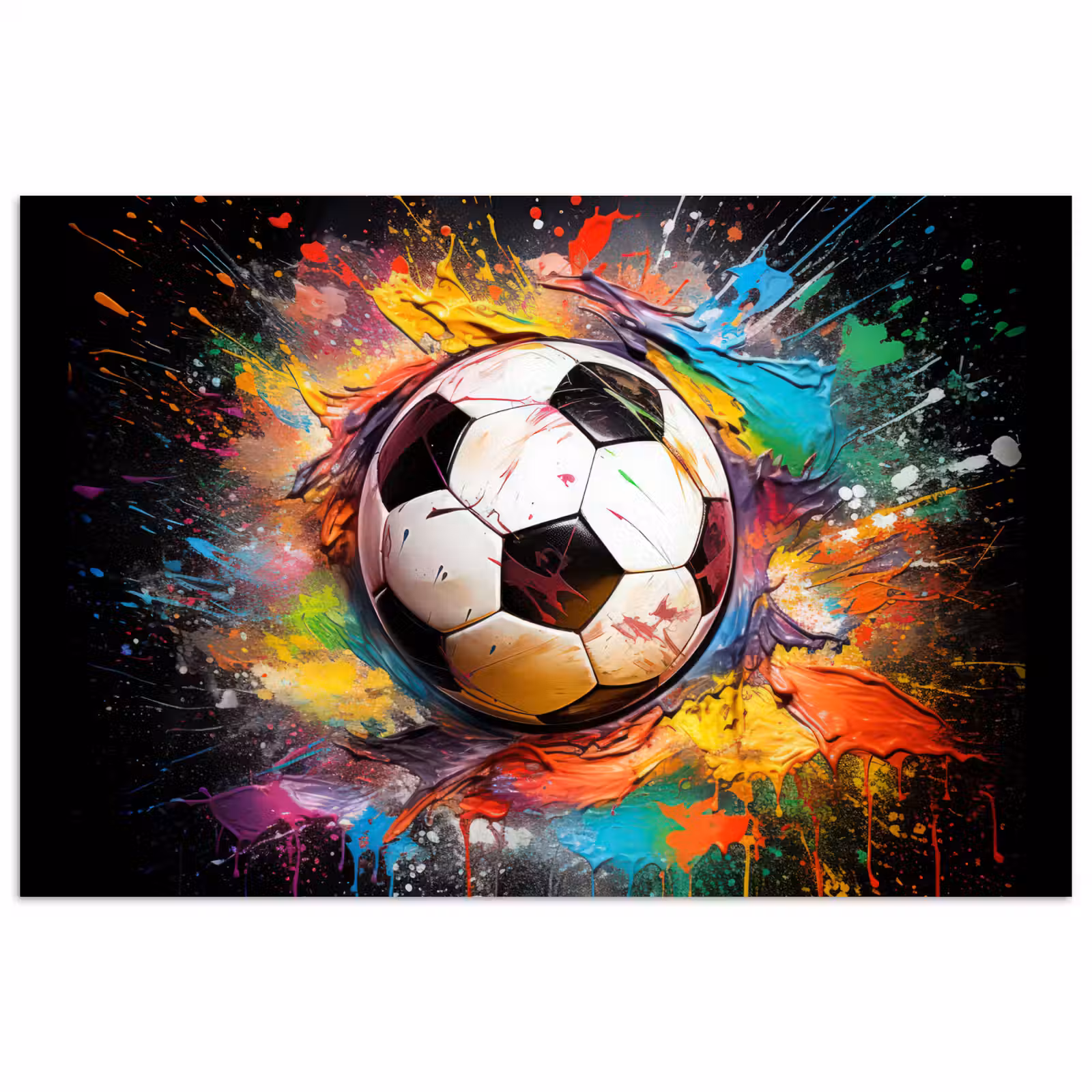Poster - Voetbal - Verf - Kleuren - Zwart - Wit — 1