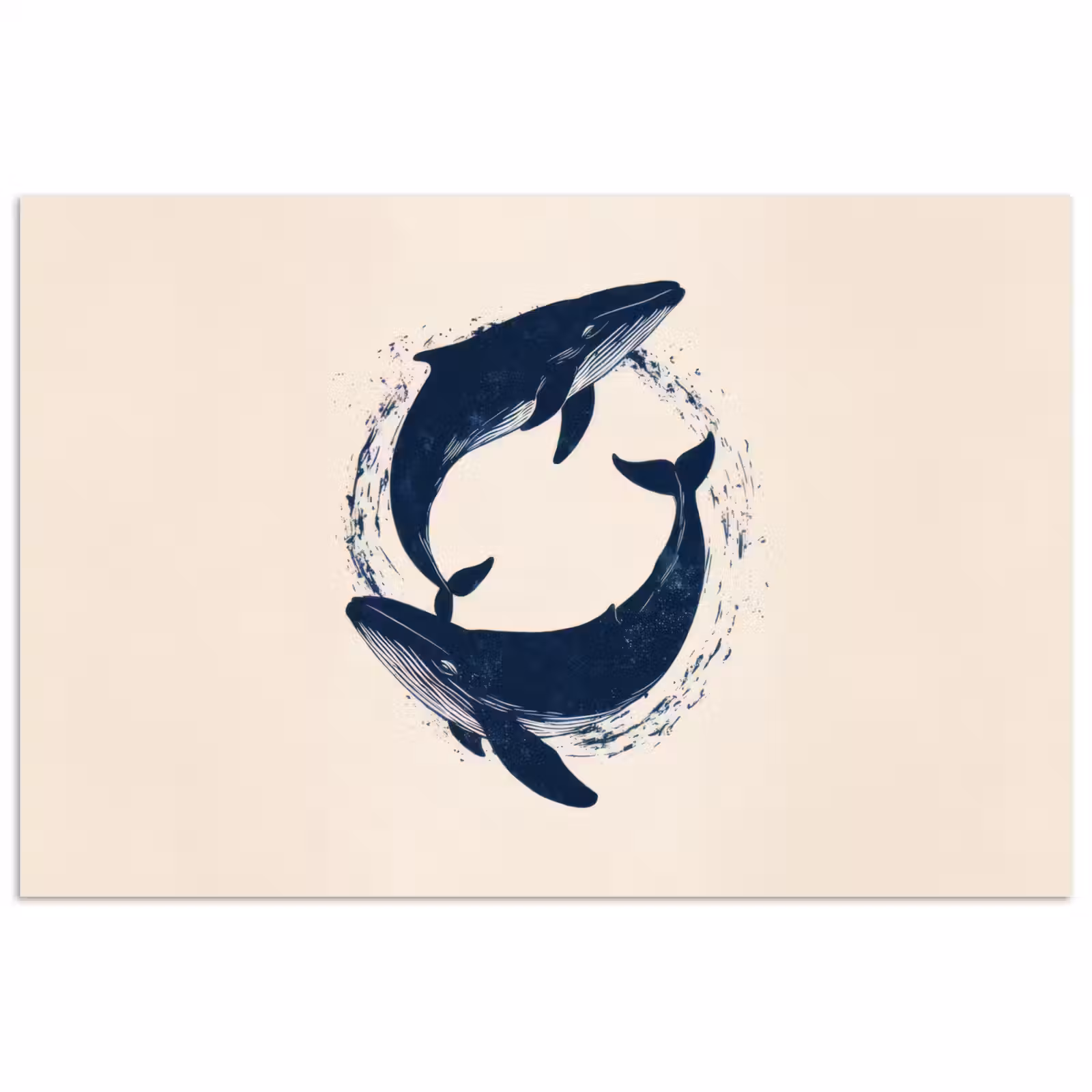 Poster - Walvissen - Spetters - Cirkel - Donkerblauw — 1