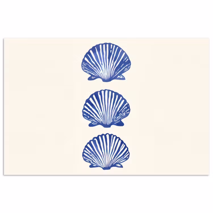 Poster - Schelpen - Blauw - Patroon — 1