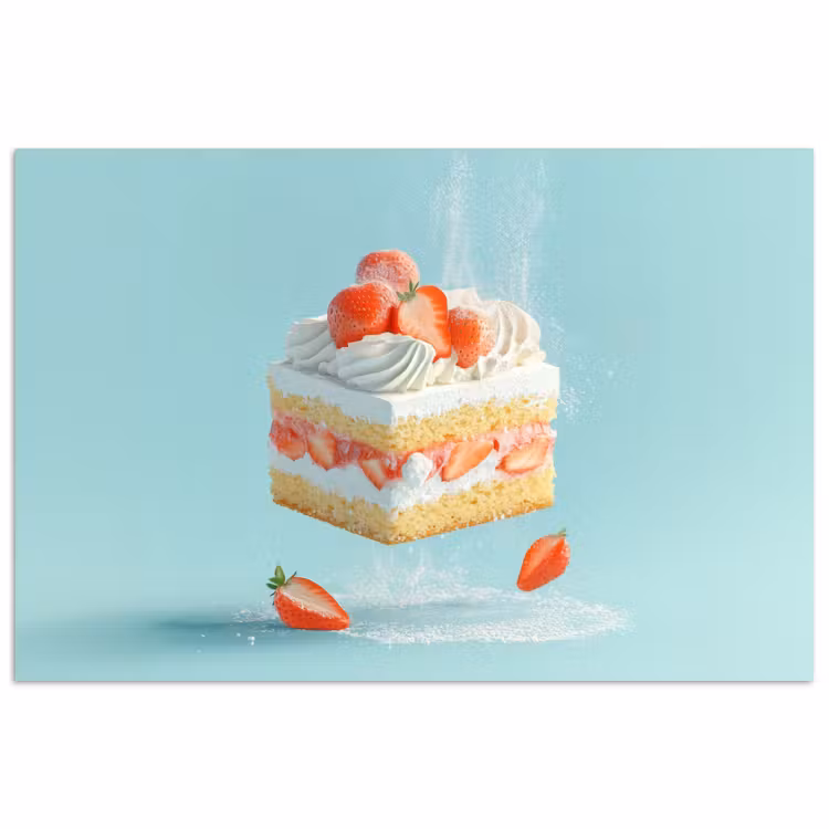 Poster - Slagroom - Taart - Blauw - Eten — 1