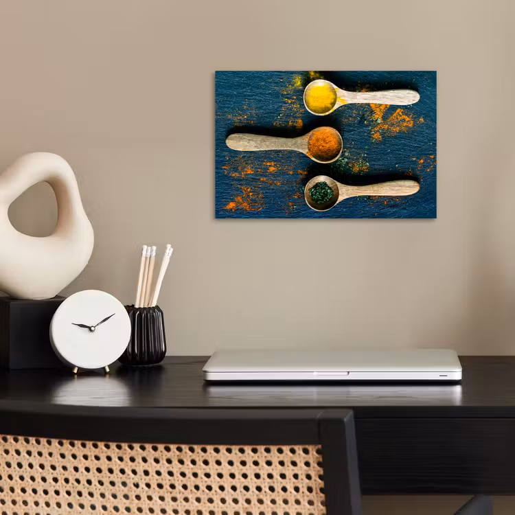Poster - Specerijen - Lepel - Kruiden - Bruin - Geel - Groen — 2