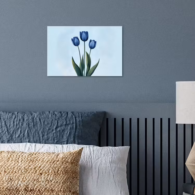 Poster - Tulpen - Blauw - Bladeren — 3