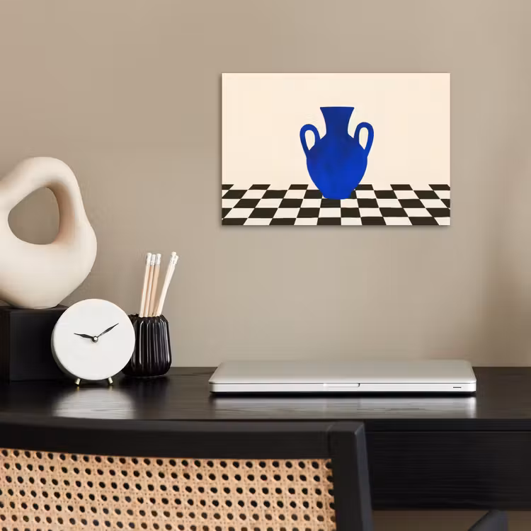 Poster - Vaas - Blauw - Geblokt - Modern — 2