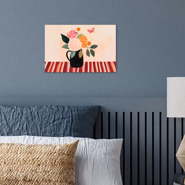 Poster - Vaas - Bloemen - Vlinder - Rood — 3
