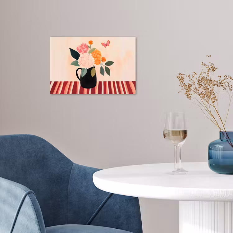 Poster - Vaas - Bloemen - Vlinder - Rood — 4
