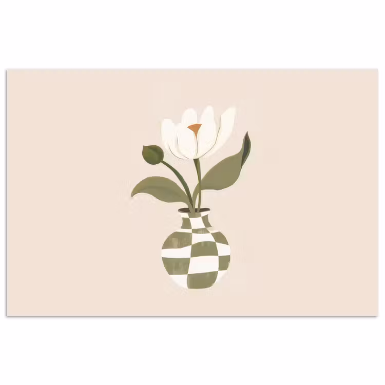 Poster - Vaas - Geruit - Bloem - Groen — 1