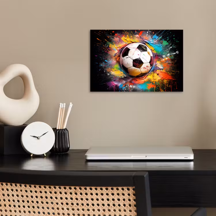 Poster - Voetbal - Verf - Kleuren - Zwart - Wit — 2