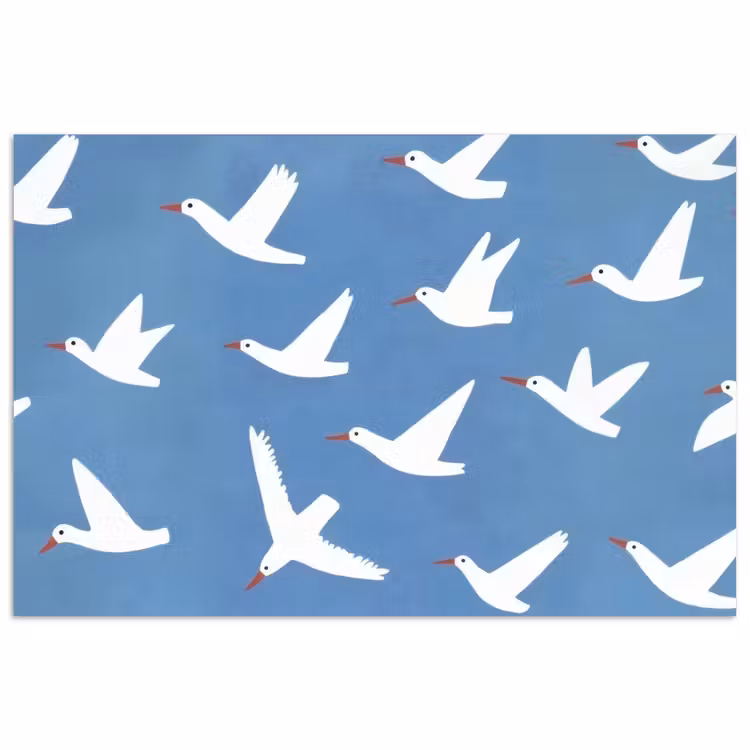 Poster - Vogels - Wit - Patroon — 1