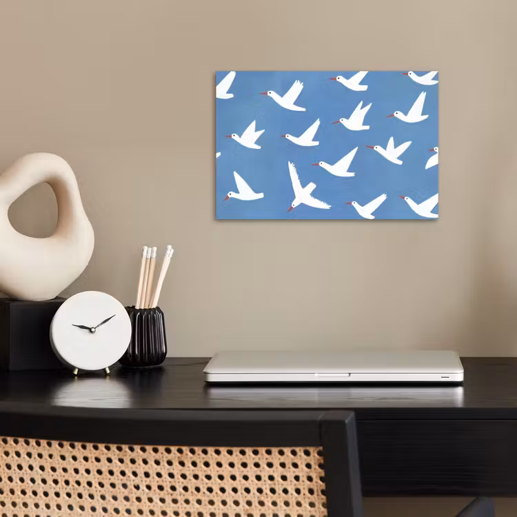 Poster - Vogels - Wit - Patroon — 2