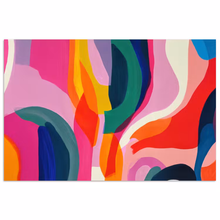 Poster - Vormen - Golvend - Abstract - Felroze — 1