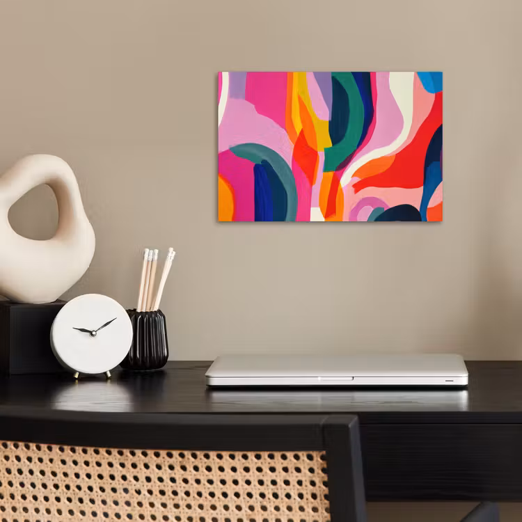 Poster - Vormen - Golvend - Abstract - Felroze — 2
