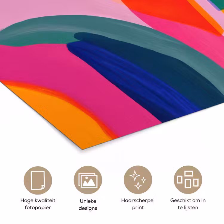 Poster - Vormen - Golvend - Abstract - Felroze — 5