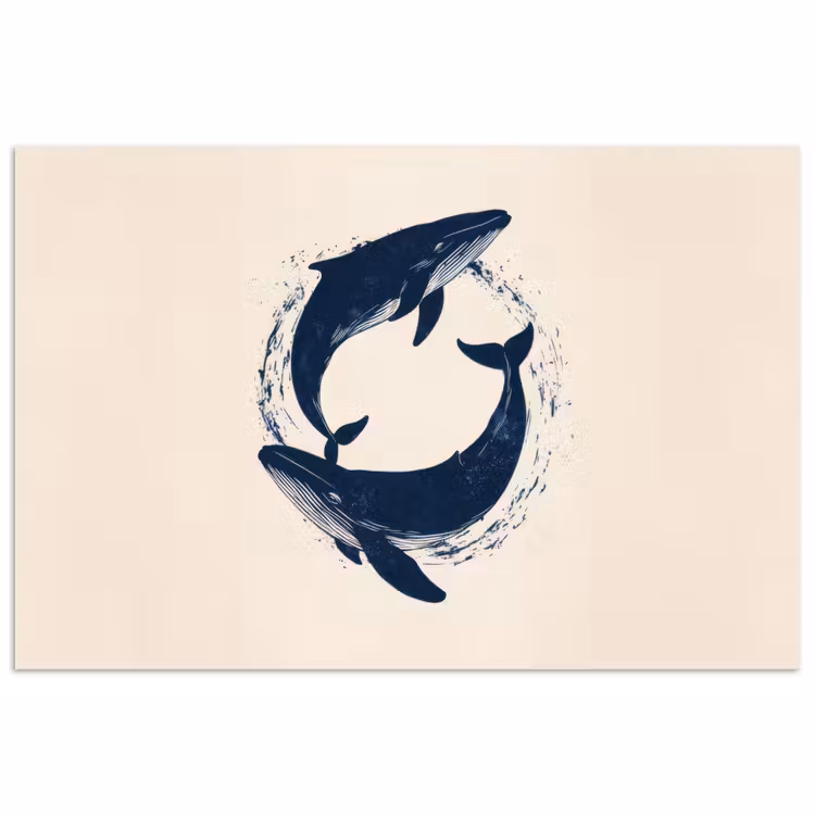 Poster - Walvissen - Spetters - Cirkel - Donkerblauw — 1