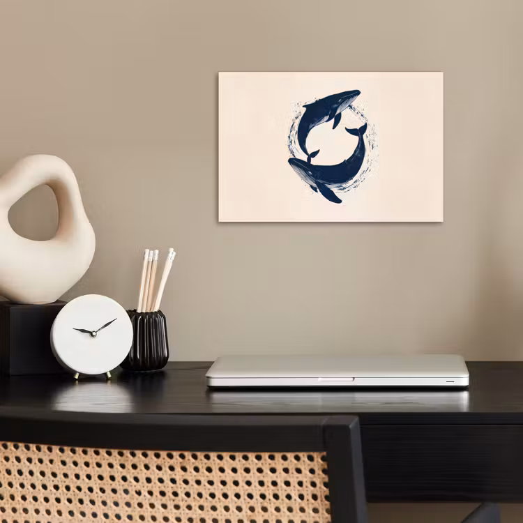 Poster - Walvissen - Spetters - Cirkel - Donkerblauw — 2