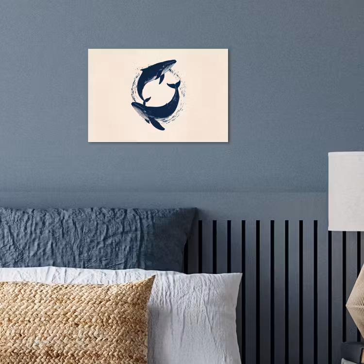 Poster - Walvissen - Spetters - Cirkel - Donkerblauw — 3