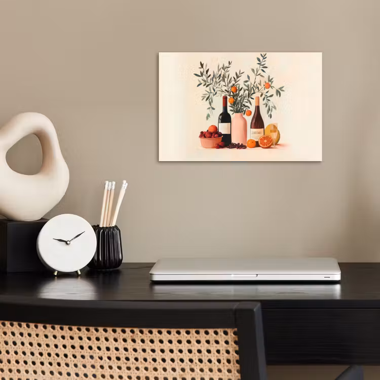 Poster - Wijnflessen - Takken - Sinaasappels — 2
