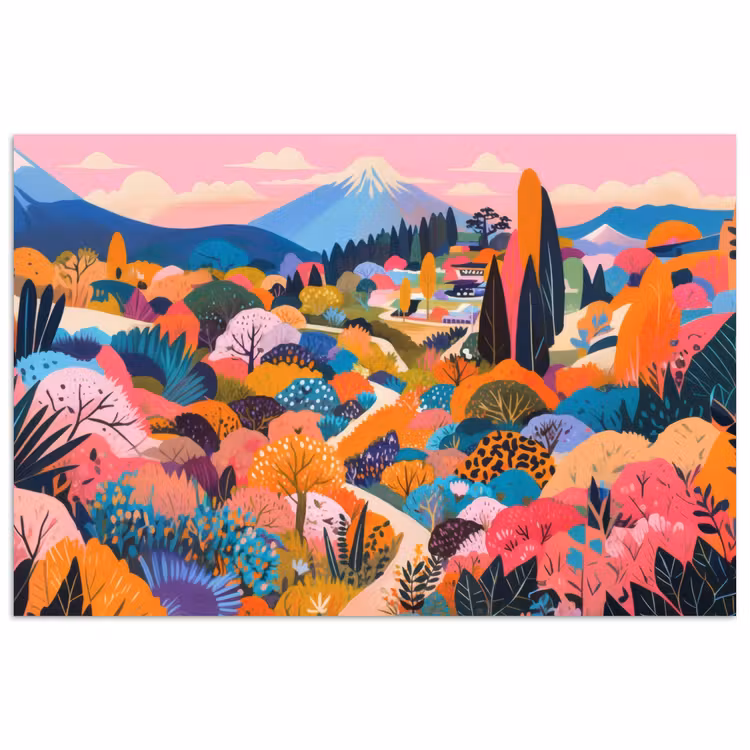 Poster - Witte bergtop - Modern - Kleurrijk — 1