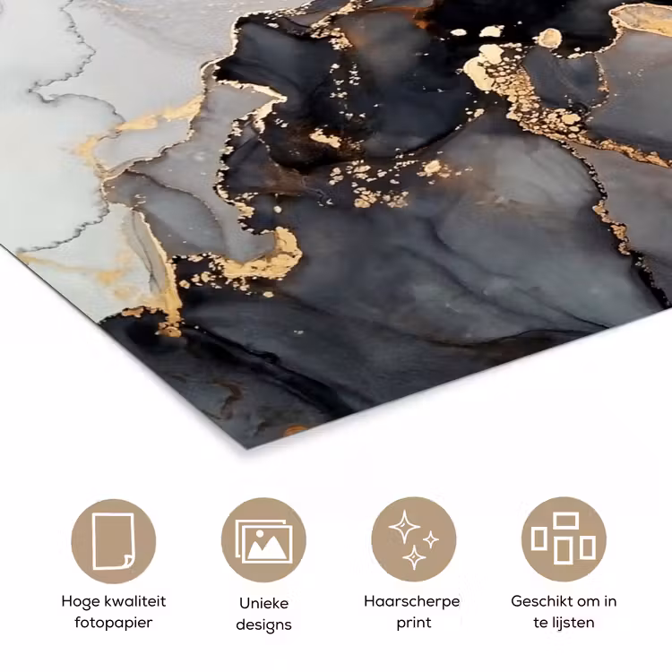 Poster - Zwart - Marmer - Luxe - Goud — 5
