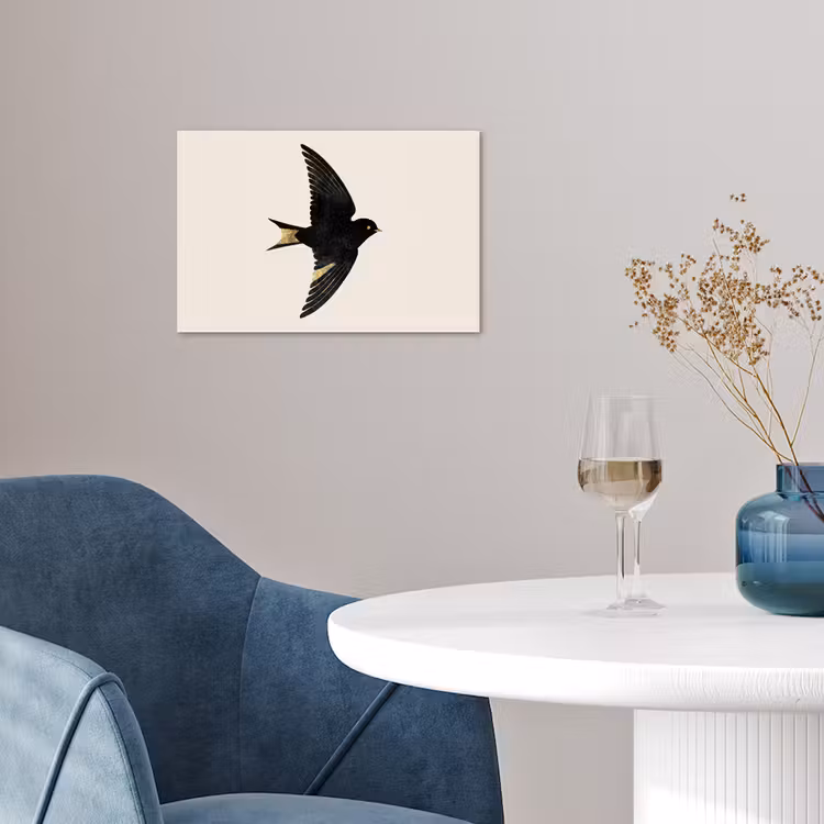 Poster - Zwarte zwaluw - Gouden accenten - Lichte achtergrond — 4