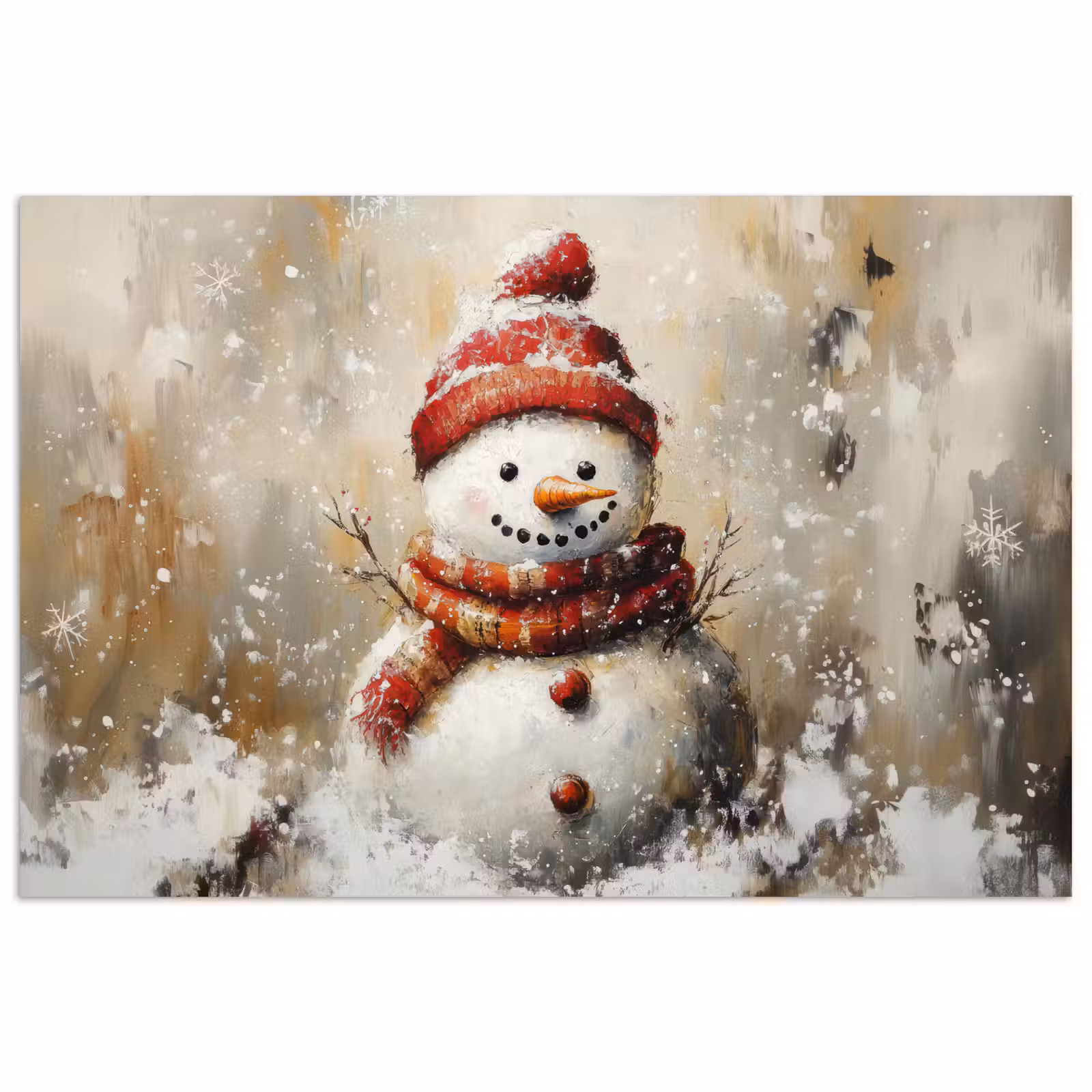 Poster - Sneeuwpop - Winter - Sneeuw - Beige — 1