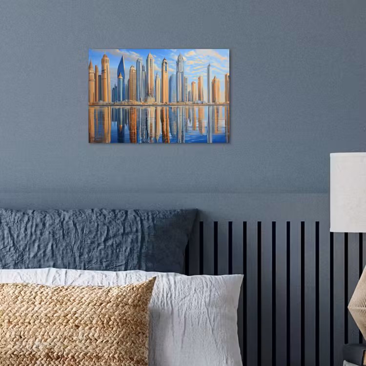 Poster - Skyline - Wolkenkrabbers - Water - Blauw — 3