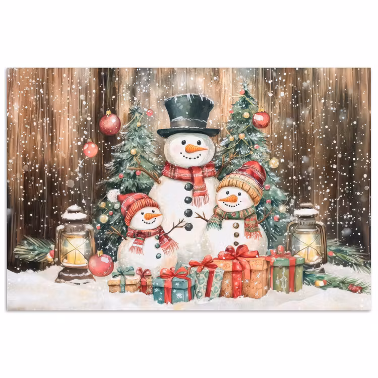 Poster - Sneeuwpop - Familie - Kleurrijk — 1