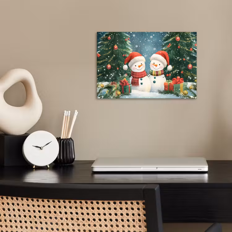 Poster - Sneeuwpop - Kerstsneeuw - Groen - Rood — 2