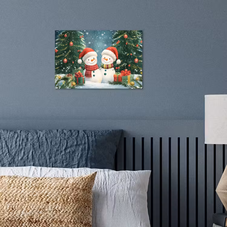 Poster - Sneeuwpop - Kerstsneeuw - Groen - Rood — 3