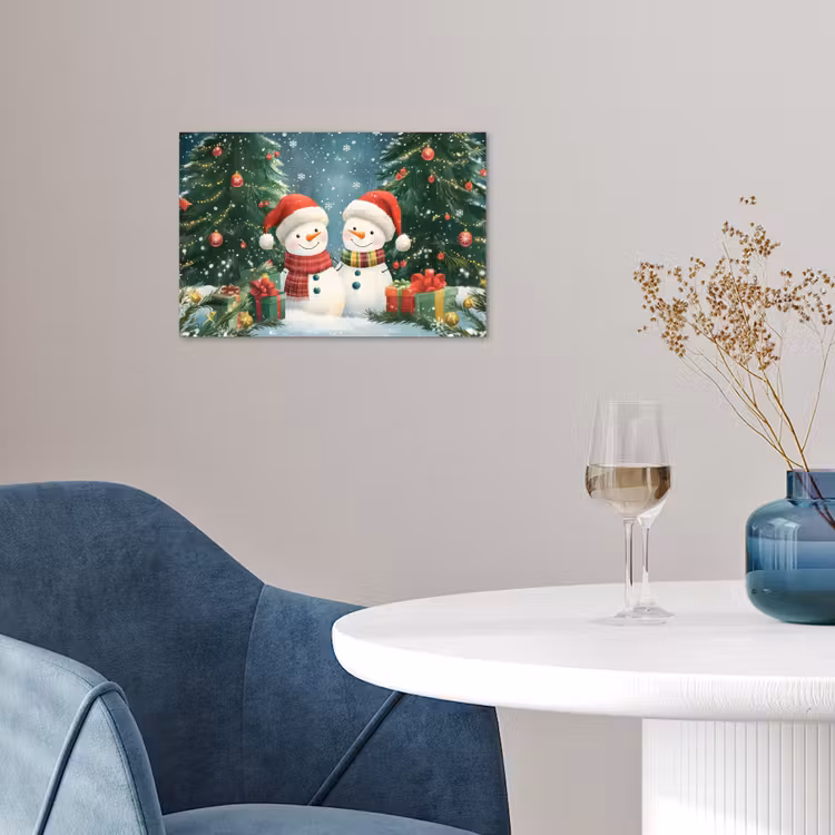 Poster - Sneeuwpop - Kerstsneeuw - Groen - Rood — 4