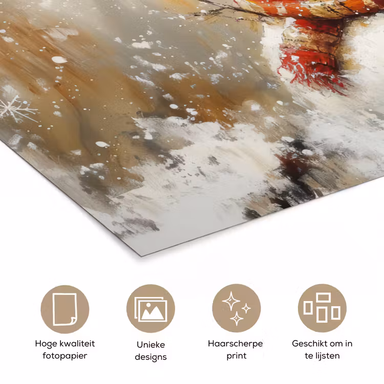 Poster - Sneeuwpop - Winter - Sneeuw - Beige — 5