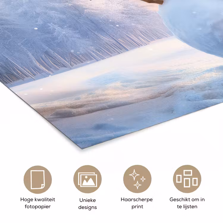 Poster - Sneeuwpop - Zonsondergang - Wit — 5