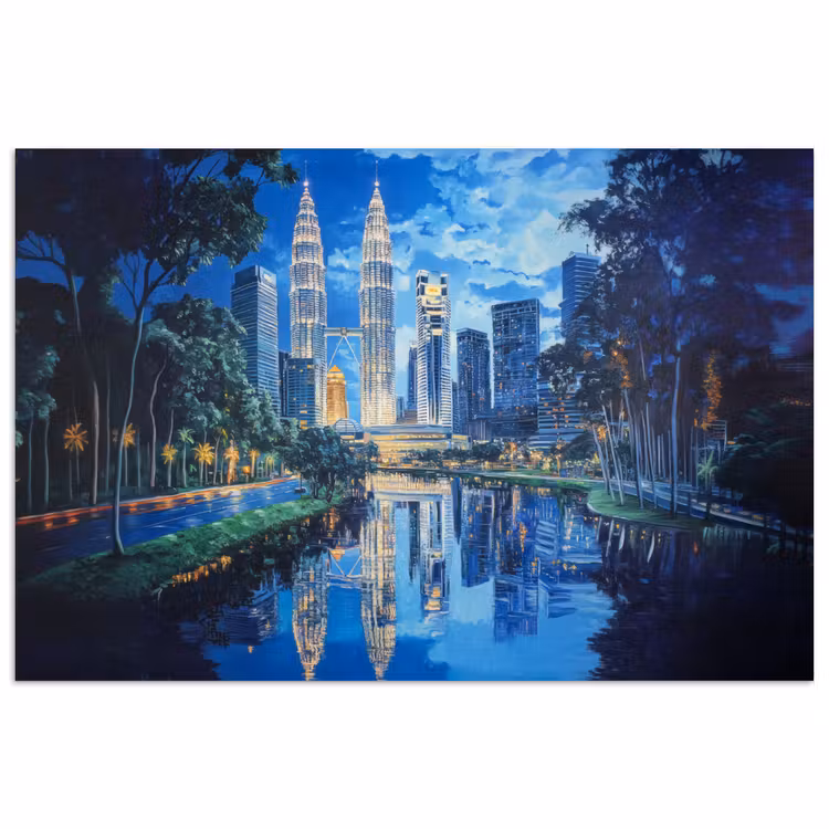 Poster - Stad Kuala Lumpur - Skyline - Wolkenkrabbers - Water — 1