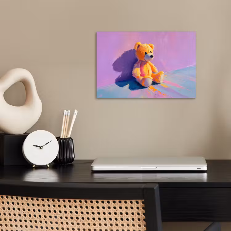 Poster - Teddybeer - Schaduw - Penseelstreken - Paars — 2