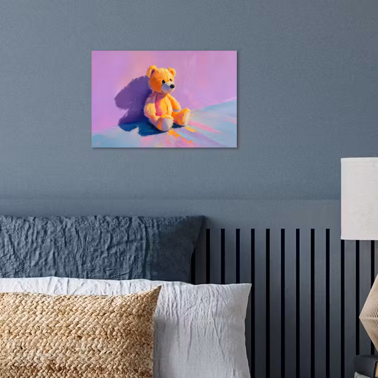 Poster - Teddybeer - Schaduw - Penseelstreken - Paars — 3