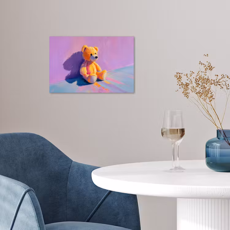 Poster - Teddybeer - Schaduw - Penseelstreken - Paars — 4