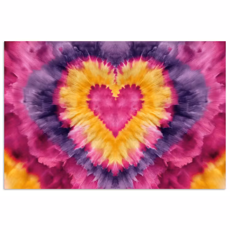 Poster - Tie dye - Hartvorm - Vlammen - Oranje — 1