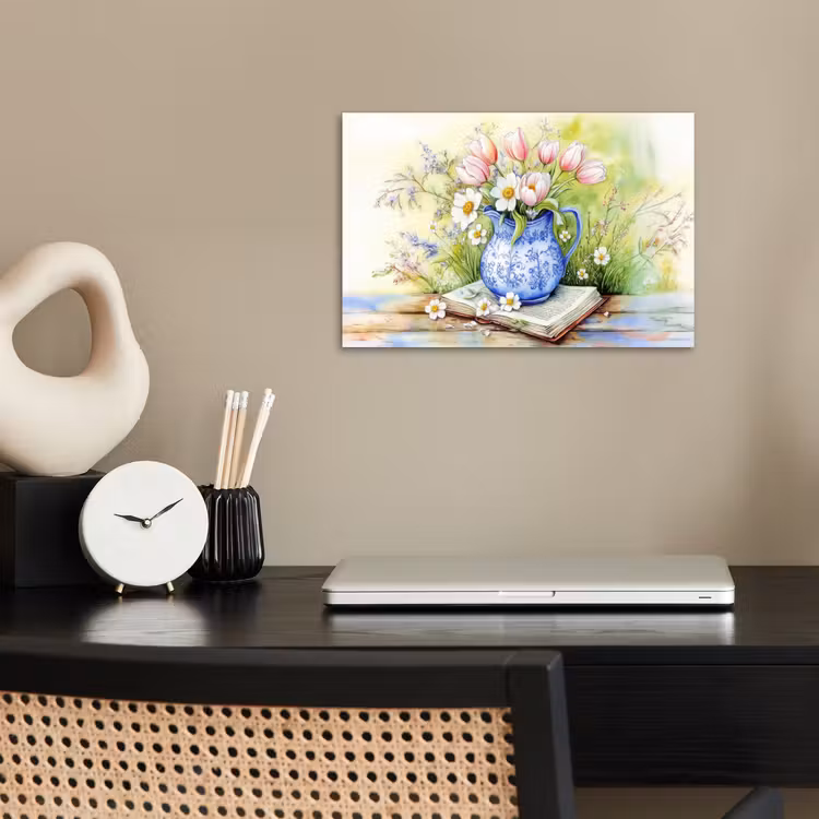 Poster - Vaas - Delftsblauw - Madeliefjes — 2