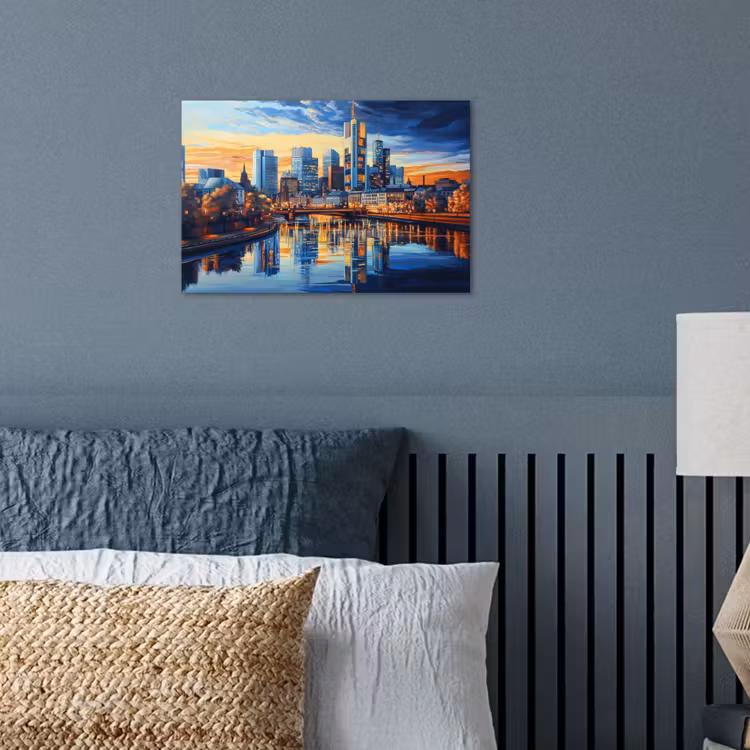 Poster - Zonsondergang Frankfurt - Stad - Skyline - Water — 3