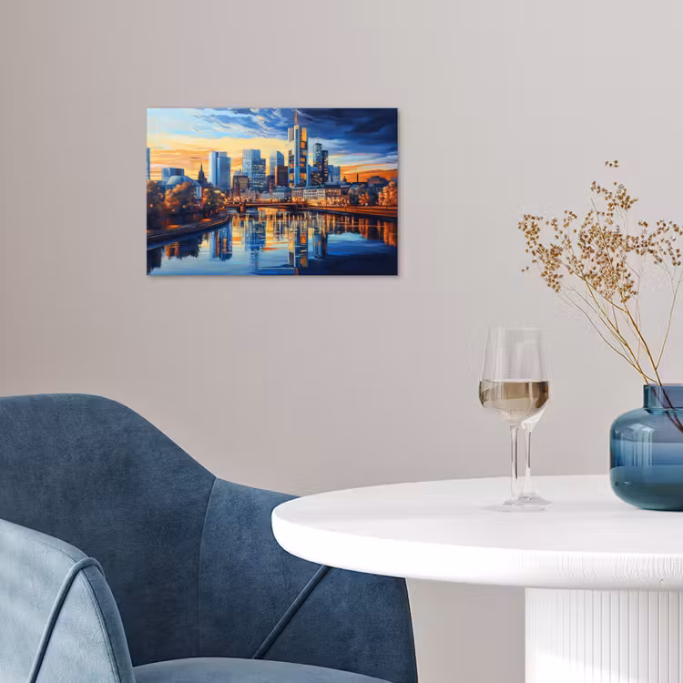 Poster - Zonsondergang Frankfurt - Stad - Skyline - Water — 4