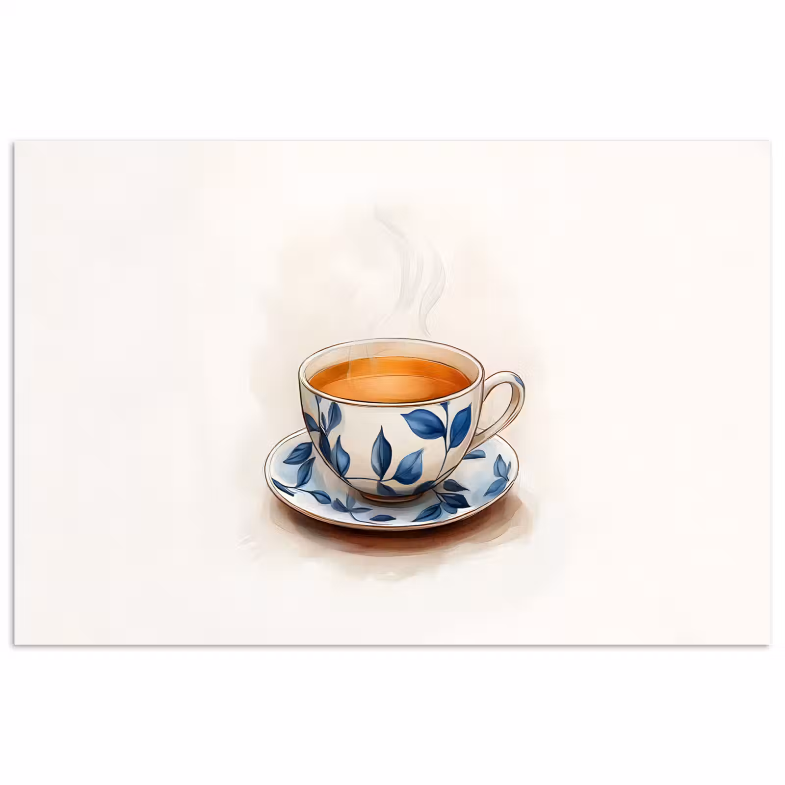 Poster - Theekop - Bladeren - Blauw — 1
