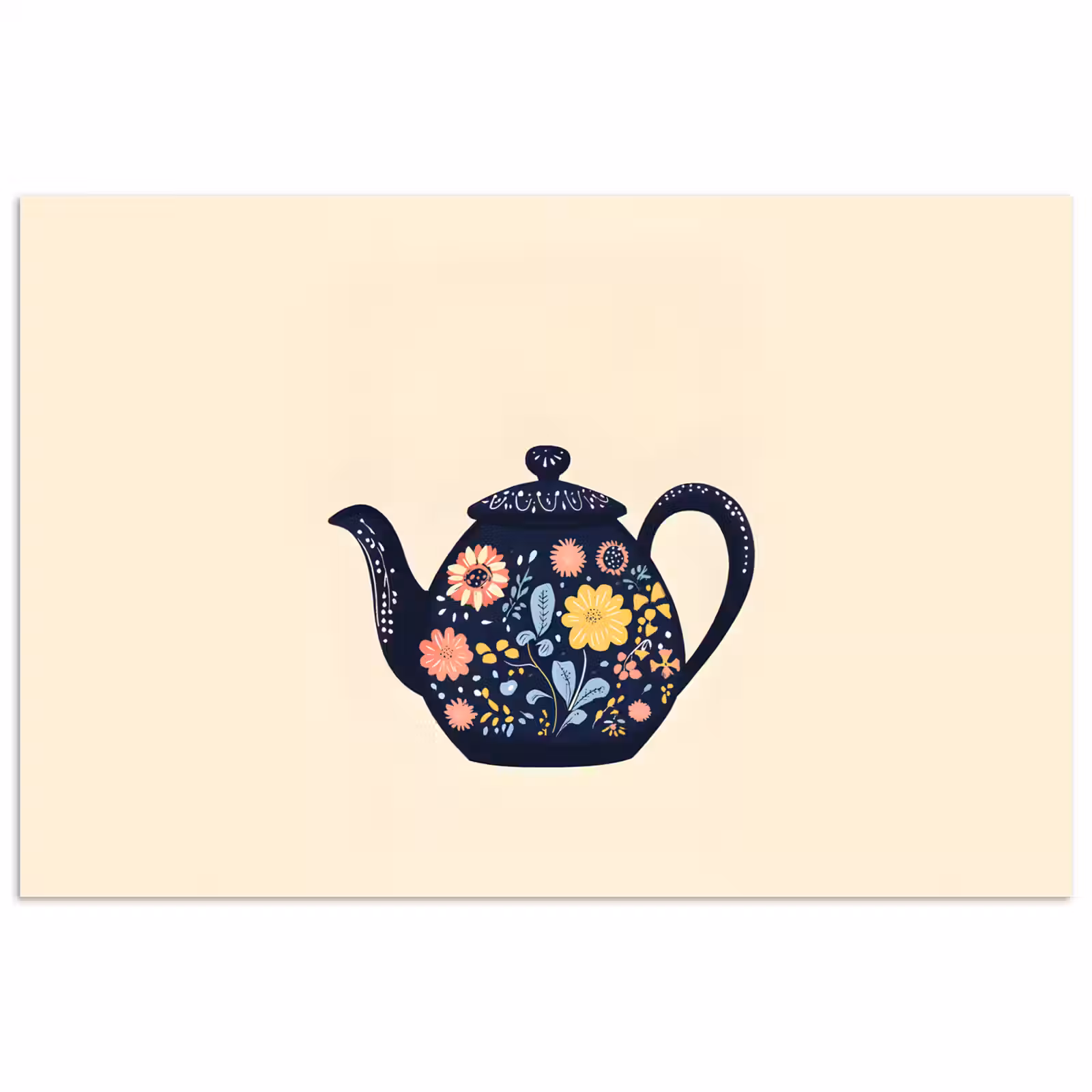 Poster - Theepot - Kleurrijk - Bloemen — 1