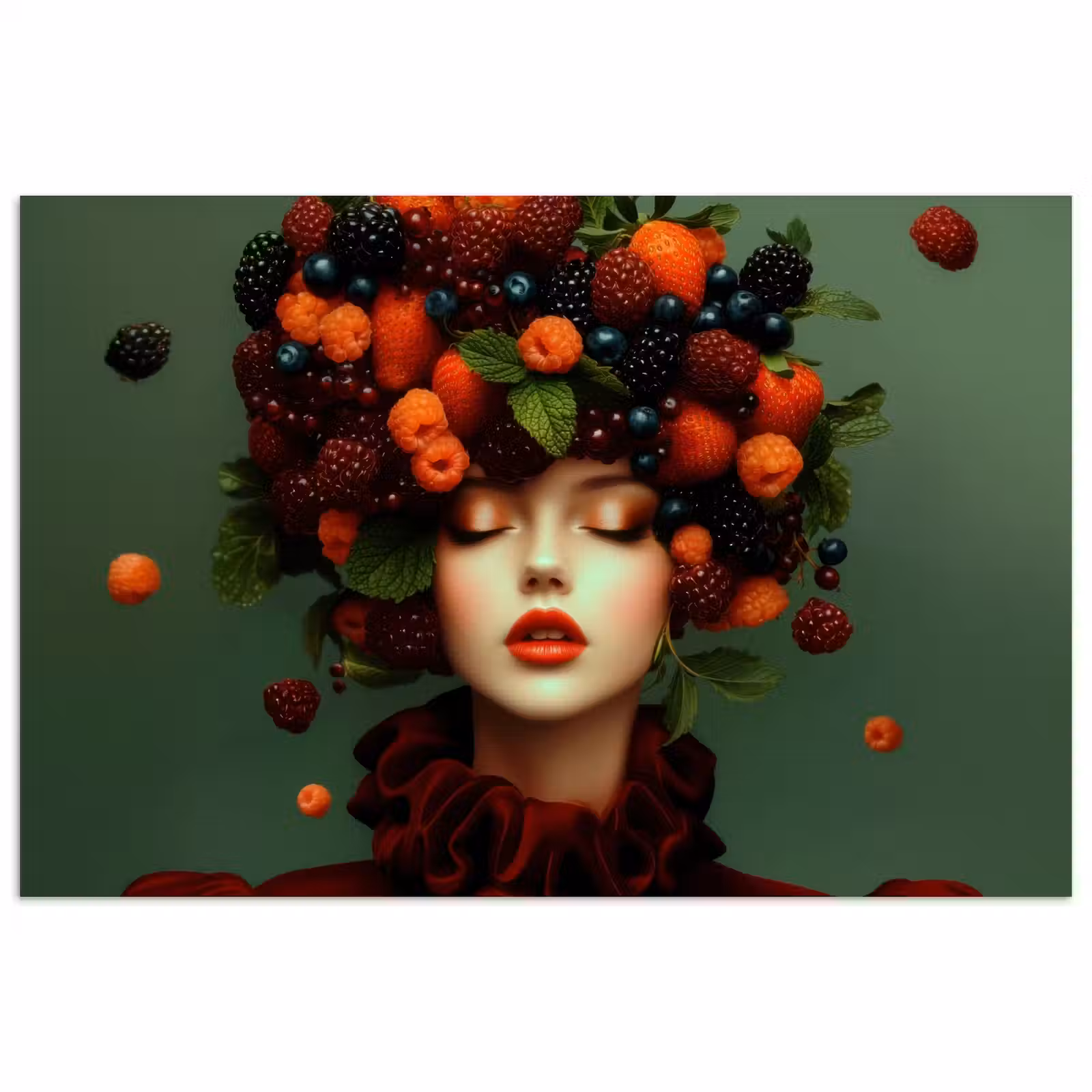 Poster - Vrouw - Aardbeien - Frambozen - Bramen - Bessen — 1