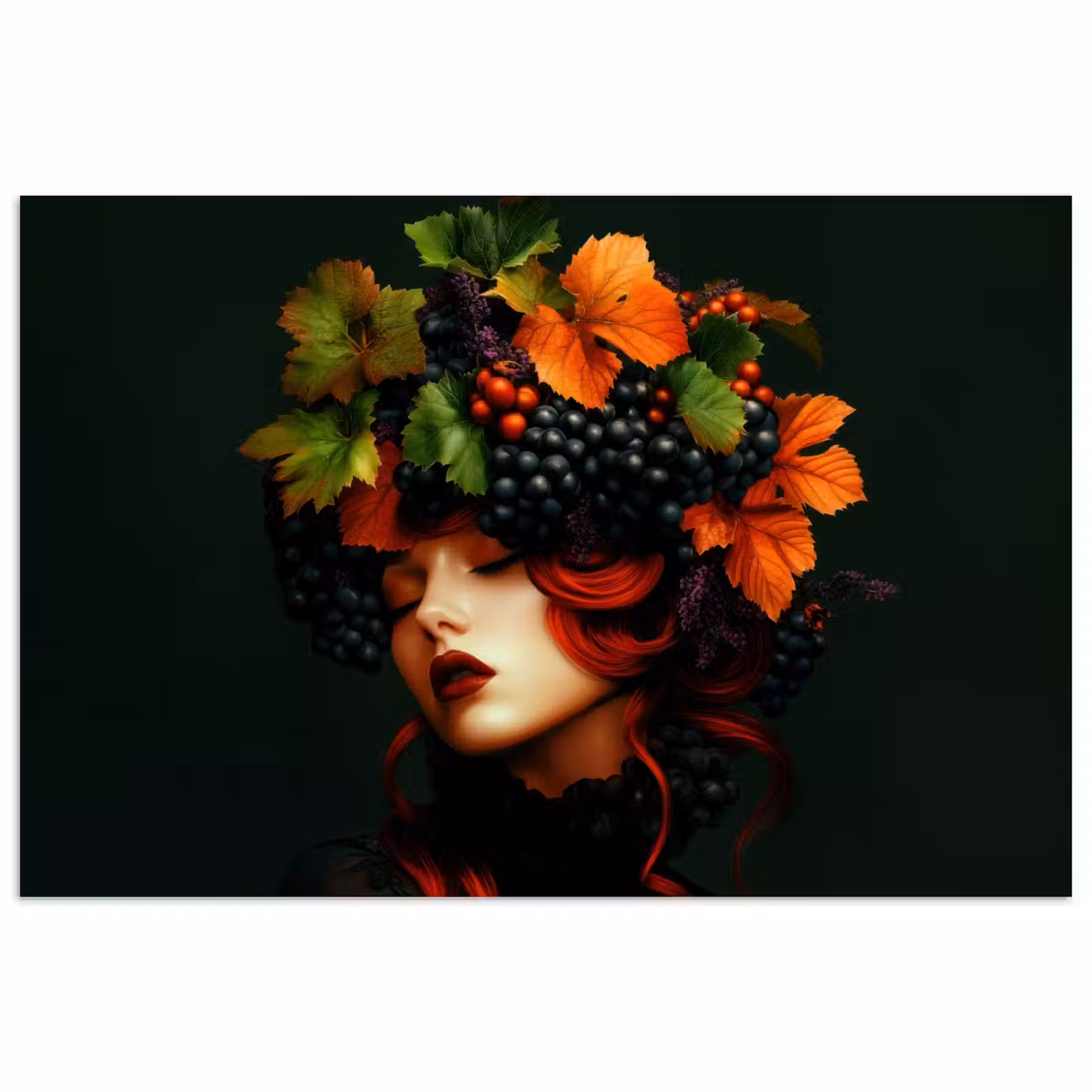 Poster - Vrouw - Rood - Groen - Druiven — 1