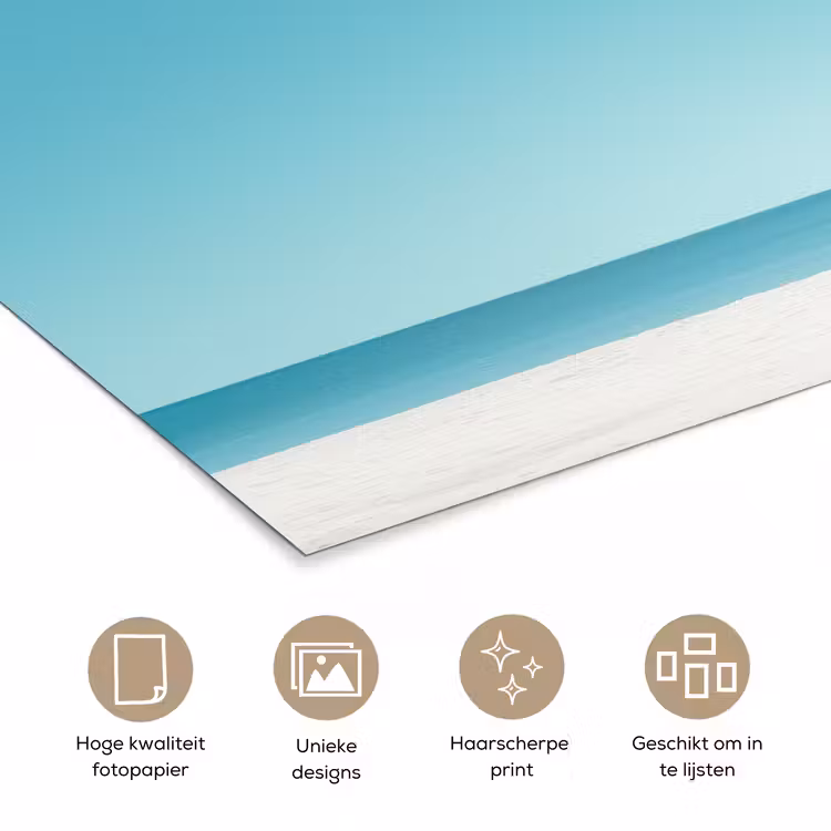 Poster - Strand - Blauwe lucht - Geel - Parasol — 5