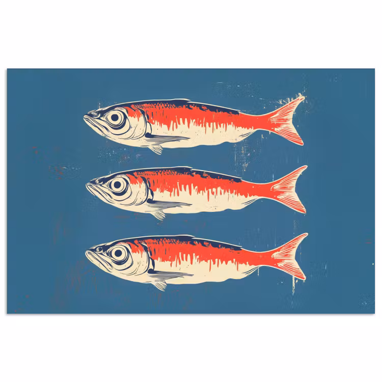 Poster - Vissen - Rood - Blauw — 1