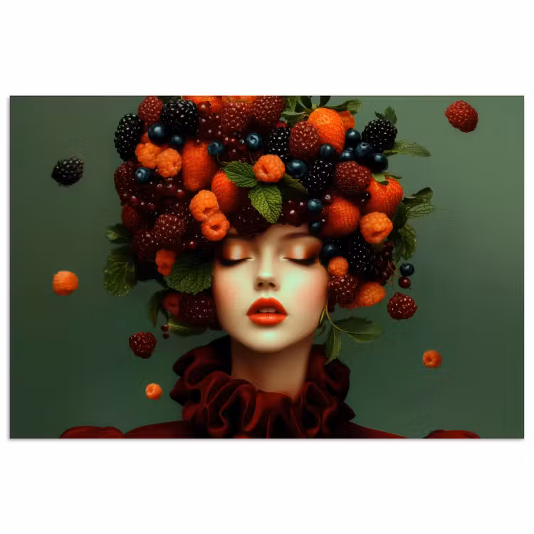 Poster - Vrouw - Aardbeien - Frambozen - Bramen - Bessen — 1