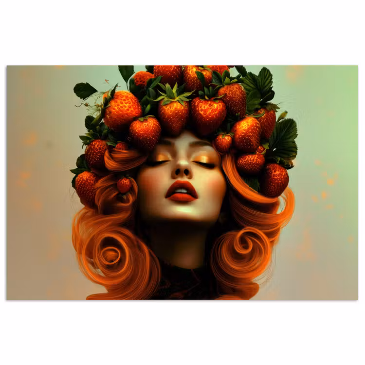 Poster - Vrouw - Aardbeien - Kroon — 1