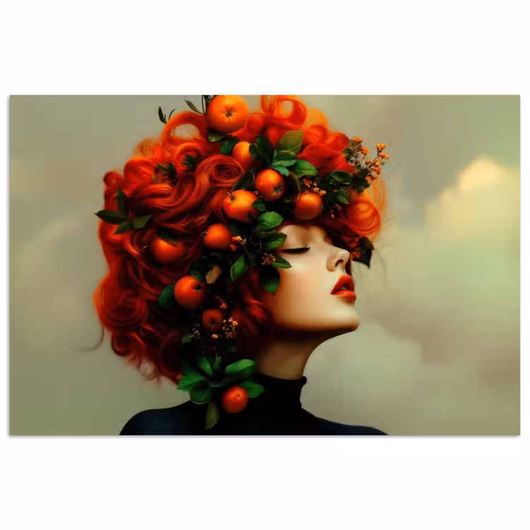 Poster - Vrouw - Appels - Rood - Bladeren — 1