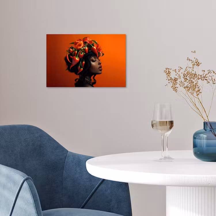 Poster - Vrouw - Chilipepers - Pepers - Bloemen — 4